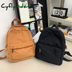 Cyflymder Mini Backpack for Women Solid Color School Bag Canvas Casual Knapsack Bookbag Travel Bag