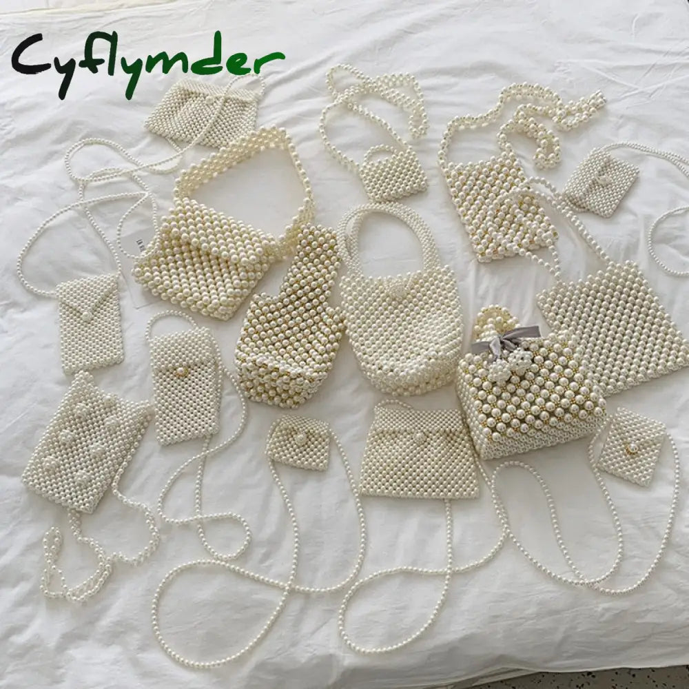 Cyflymder Mini Pearl Bag Handmade Vintage Eva Beaded Fashion Banquet Party Shoulder Female Wedding