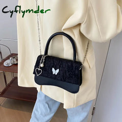 Cyflymder Mini Square Bag Ladies Y2K Aesthetic Chain Crossbody Bags Butterfly Heart Sweet Shoulder