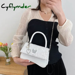 Cyflymder Mini Square Bag Ladies Y2K Aesthetic Chain Crossbody Bags Butterfly Heart Sweet Shoulder