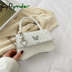 Cyflymder Mini Square Bag Ladies Y2K Aesthetic Chain Crossbody Bags Butterfly Heart Sweet Shoulder