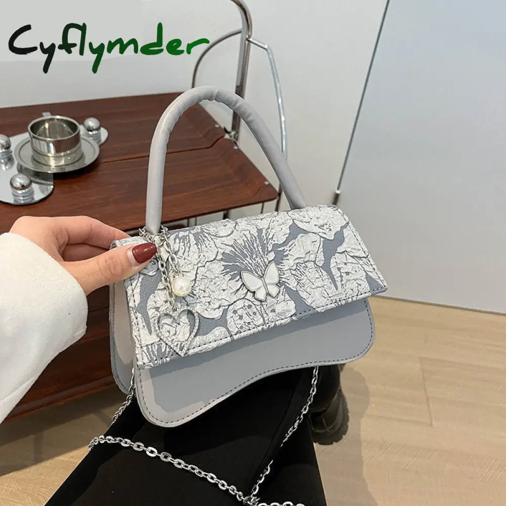 Cyflymder Mini Square Bag Ladies Y2K Aesthetic Chain Crossbody Bags Butterfly Heart Sweet Shoulder