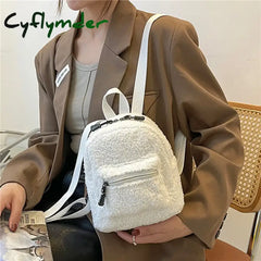 Cyflymder Mini Women’s Backpacks Trend Plush Female Bag Solid Small Feminina Backpack School Bags