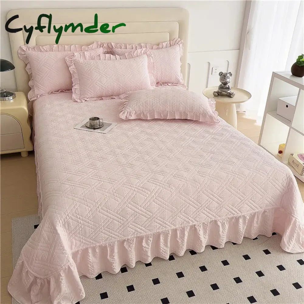 Cyflymder Missdeer Bed Cover Plain Bedspread Lace Style Bed Linen 250x250/250x270 Thicken Bedsheets colchas