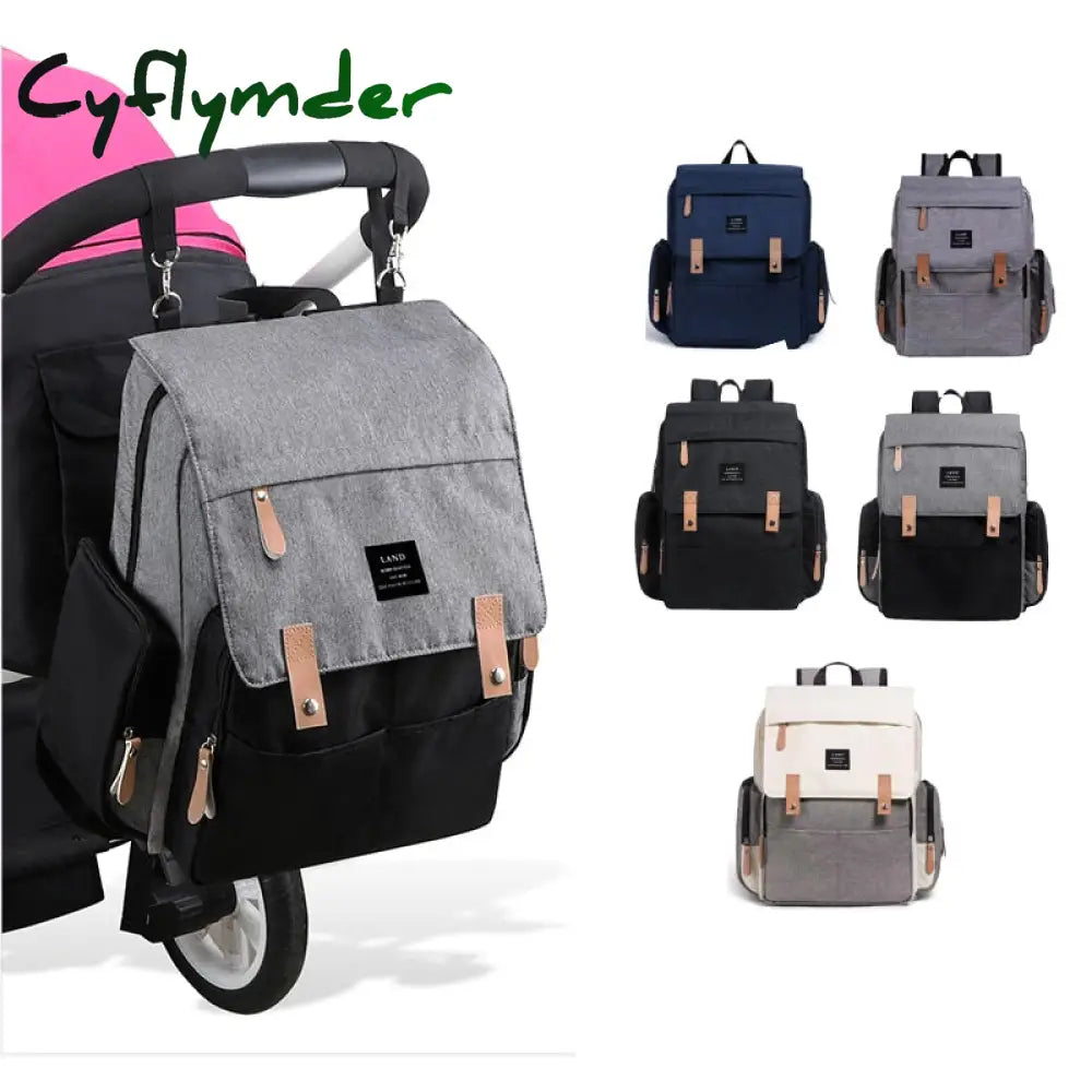 Cyflymder Mommy Diaper Bags Mother Large Capacity Travel Nappy Backpacks With Changing Mat