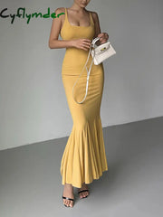 Cyflymder - Moonlight Dance Bodycon Rib Long Dress Yellow / Xs Dresses
