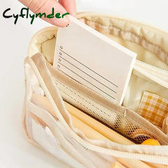 Cyflymder Multi Layer Transparent Pencil Bag Large Capacity Stationery Holder Box Student Zipper