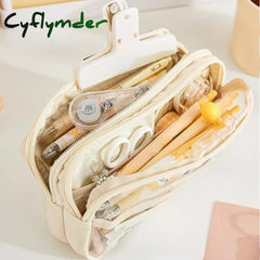 Cyflymder Multi Layer Transparent Pencil Bag Large Capacity Stationery Holder Box Student Zipper