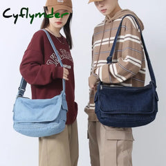 Cyflymder Multi Pockets Messenger Bag Large Capacity Girl Shoulder Bags Fashion Canvas Crossbody