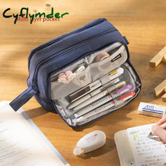 Cyflymder Multi Zone Pen Pencil Case Bag Large Pen Case Pens Holder Handle Storage Pouch Organizer