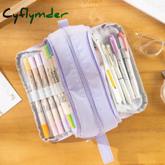 Cyflymder Multi Zone Pen Pencil Case Bag Large Pen Case Pens Holder Handle Storage Pouch Organizer