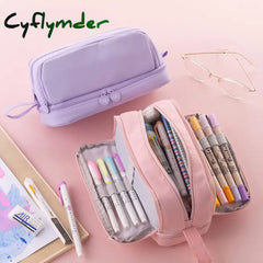 Cyflymder Multi Zone Pen Pencil Case Bag Large Pen Case Pens Holder Handle Storage Pouch Organizer