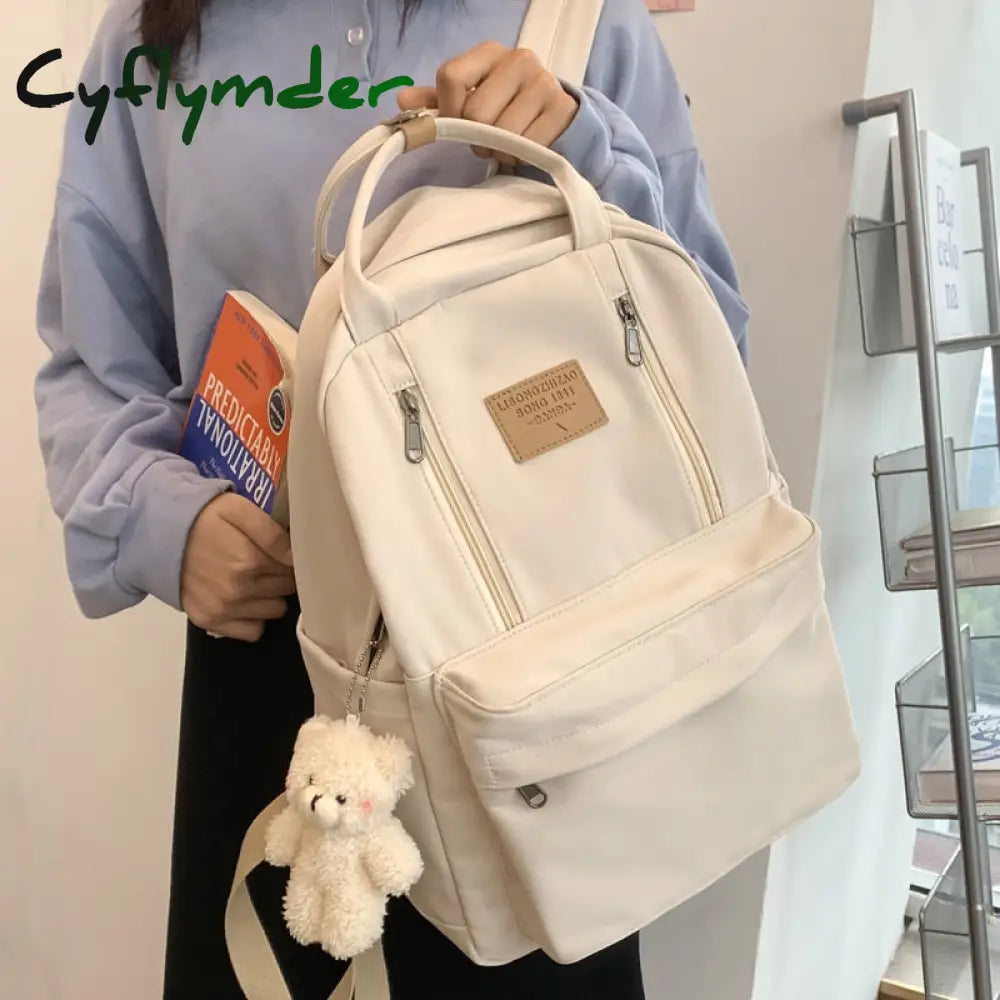 Cyflymder Multifunction Double Zipper Women Backpack Teenager Girls Laptop Student Shoulder Bag