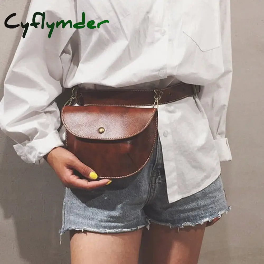 Cyflymder Multifunction Women Belt Bag Vintage Fanny Pack Leather Phone Pouch Luxury Brand Female