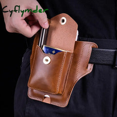 Cyflymder Multifunctional Lighter Mobile Phone Cigarette Case Pu Leather Brown Black Belt Bag