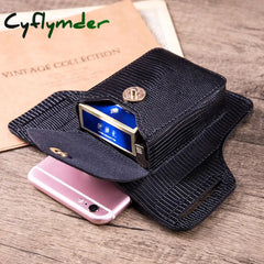Cyflymder Multifunctional Lighter Mobile Phone Cigarette Case Pu Leather Brown Black Belt Bag