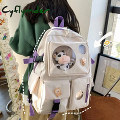 Cyflymder Muti-Pocket Women Backpack Nylon School Bag Backpacks For Teenage Girls Fashion College