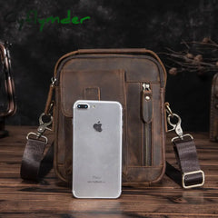 Cyflymder Natural Leather Male Vintage Design Shoulder Messenger Bag Fashion Cross-Body Bag 8’’