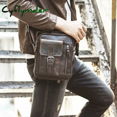 Cyflymder Natural Leather Male Vintage Design Shoulder Messenger Bag Fashion Cross-Body Bag 8’’