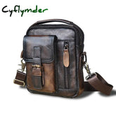 Cyflymder Natural Leather Male Vintage Design Shoulder Messenger Bag Fashion Cross-Body Bag 8’’