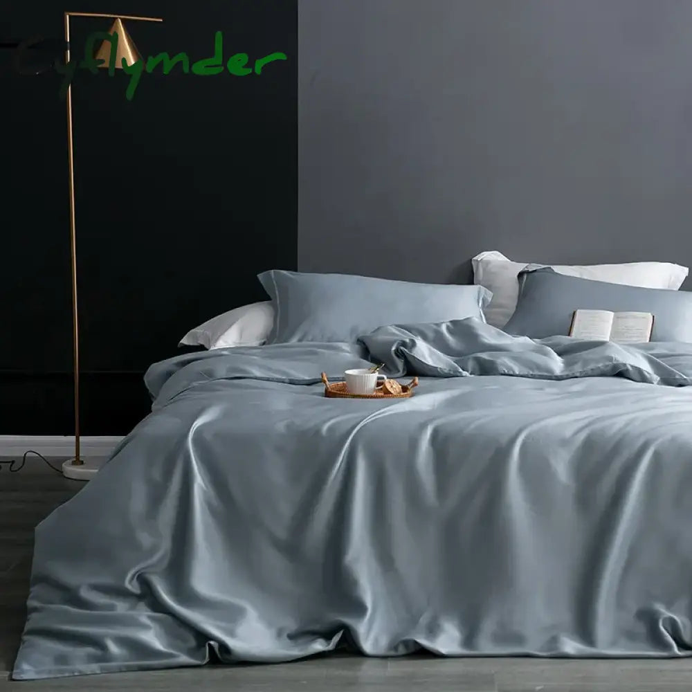 Cyflymder Natural Mulberry Silk Duvet Cover High Quality Quilt Cover Queen King Size Comforter Cover Solid Color Duvet