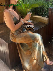 Cyflymder - Neptune Satin Open Back Long Dress Dresses