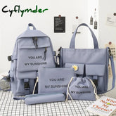 Cyflymder New 5Piece Set Schoolbags For Teenage Girls Women Backpack Canvas Travel Back Pack