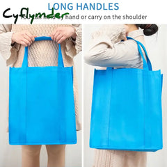 Cyflymder New Arrival Quality Reusable Foldable Button Shopping Bag Durable Non-Woven Tote Pouch
