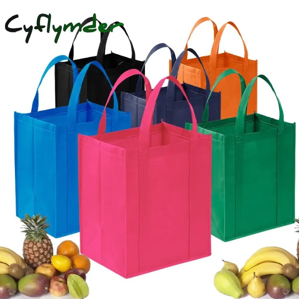 Cyflymder New Arrival Quality Reusable Foldable Button Shopping Bag Durable Non-Woven Tote Pouch