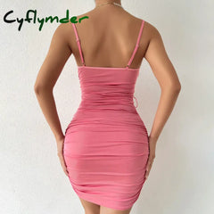 Cyflymder New Arrivals Hollowing Mesh See Through Halter Embroidery Slim Crop Dresses Sexy Club
