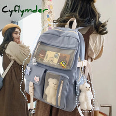 Cyflymder New Buckle Badge Women Backpack Candy Color Fashion Cute Schoolbag Shoulder Student Bag