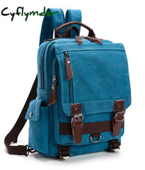 Cyflymder New Canvas Bag Men Retro Shoulder Solid Color Zipper Single Root Double Vertical Section