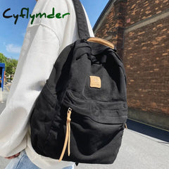 Cyflymder New Casual Cool Girl Boy Canvas Green Laptop Student Bag Trendy Women Men College Female