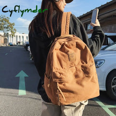 Cyflymder New Casual Cool Girl Boy Canvas Green Laptop Student Bag Trendy Women Men College Female