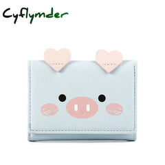 Cyflymder New Cute Cartoon Pig Designer Wallet Pu Leather Women Purse Ladies Trifold Wallets Female