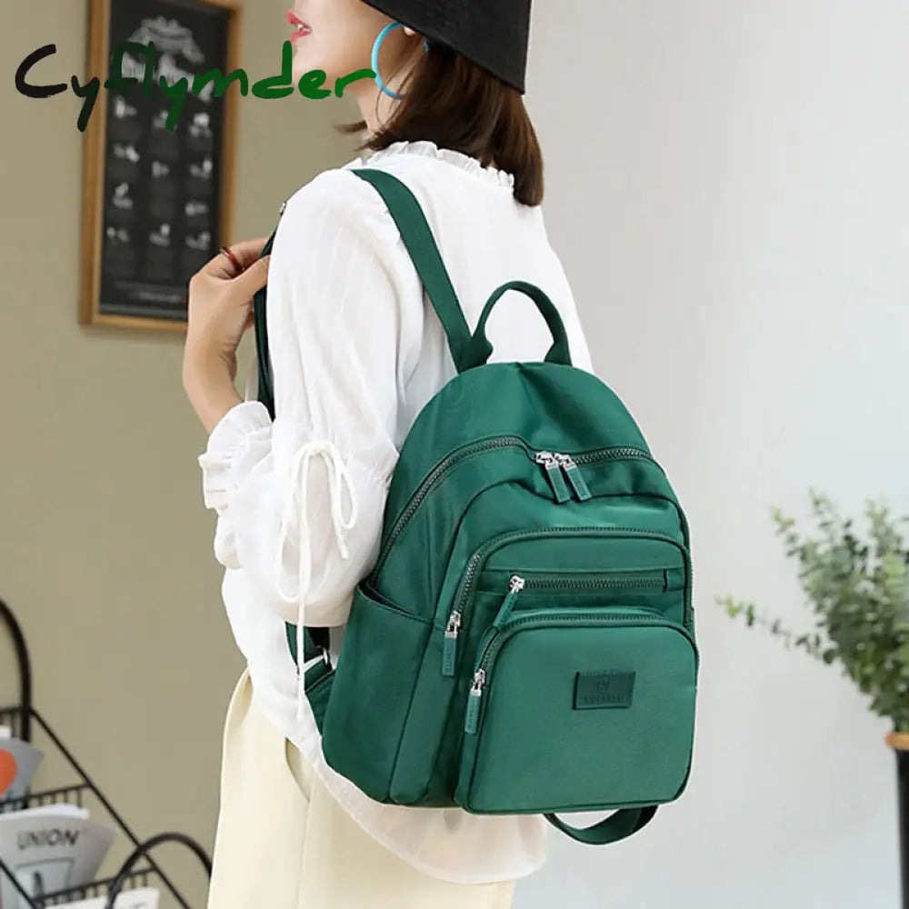 Cyflymder New Dark Green Women’s Backpack Waterproof Nylon Student School Bag Suitable For