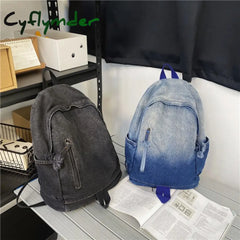 Cyflymder New Denim Women Backpack Retro Travel Bagpack Large Capacity Bookbag College Student