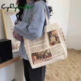 Cyflymder New Design Women Canvas Shoulder Bag Alice In Wonderland Shopping Bags Students Book