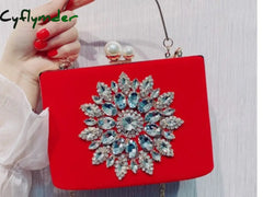 Cyflymder New Diamond Sun Flowers Evening Bags Luxury Wedding Clutch For Girls Christmas Party