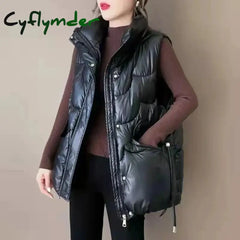 Cyflymder New Down Cotton Vest Women Autumn Winter Short Loose Casual Waistcoat Womens Fashion