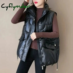 Cyflymder New Down Cotton Vest Women Autumn Winter Short Loose Casual Waistcoat Womens Fashion
