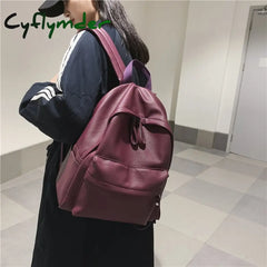 Cyflymder New Fashion Backpack Laptop Shoulder Bag Pu Leather Travel Women Backpacks College