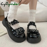 Cyflymder New Fashion Buckle Women’s Pumps Spring Autumn Mary Jane Round Toe Solid Butterfly Knot Platform Casual