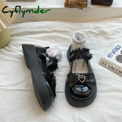 Cyflymder New Fashion Buckle Women’s Pumps Spring Autumn Mary Jane Round Toe Solid Butterfly Knot Platform Casual