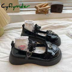 Cyflymder New Fashion Buckle Women’s Pumps Spring Autumn Mary Jane Round Toe Solid Butterfly Knot Platform Casual