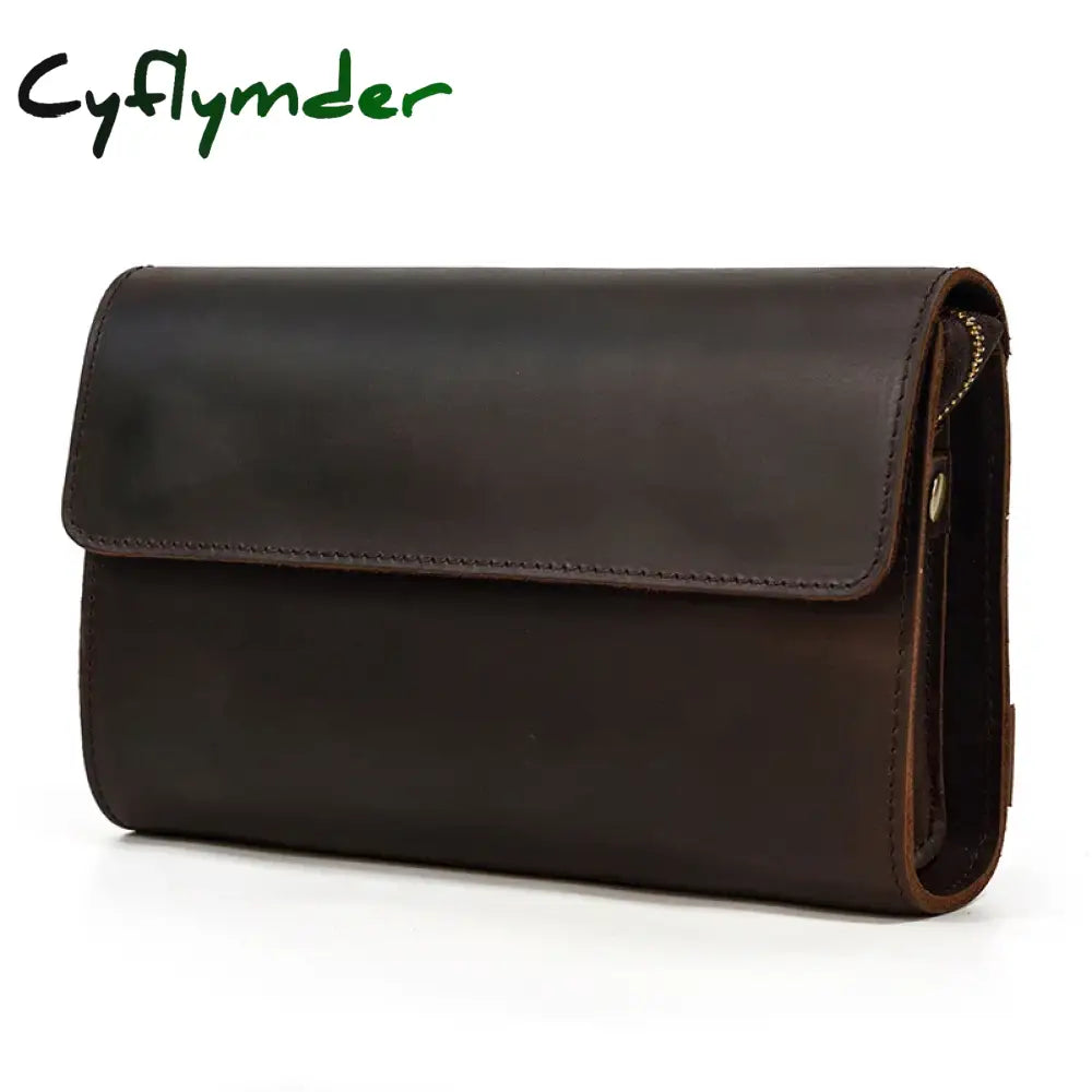Cyflymder New Fashion Male Clutch Genuine Leather Men’s Wallet Long Wallet Brand Cowskin Card Holder Men Hasp Vintage