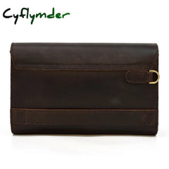 Cyflymder New Fashion Male Clutch Genuine Leather Men’s Wallet Long Wallet Brand Cowskin Card Holder Men Hasp Vintage