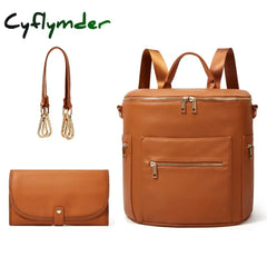 Cyflymder New Fashion Mommy Bag Pu Leather Diaper Backpack With Changing Pad Baby Organizer Nappy