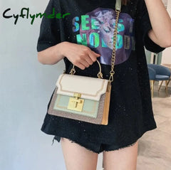 Cyflymder New Fashion Pathwork Pu Leather Women Crossbody Bags Vintage Shoulder Messenger Bag