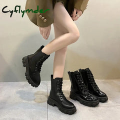 Cyflymder New Fashion Thick Sole Thick Heel Women’s Boots Large Size Women’s Shoes Black Platform Sole Small Short Boots